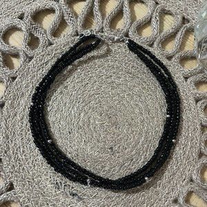 Retired Silpada Sterling Silver 3 Strand Black Glass Beaded Necklace N1500